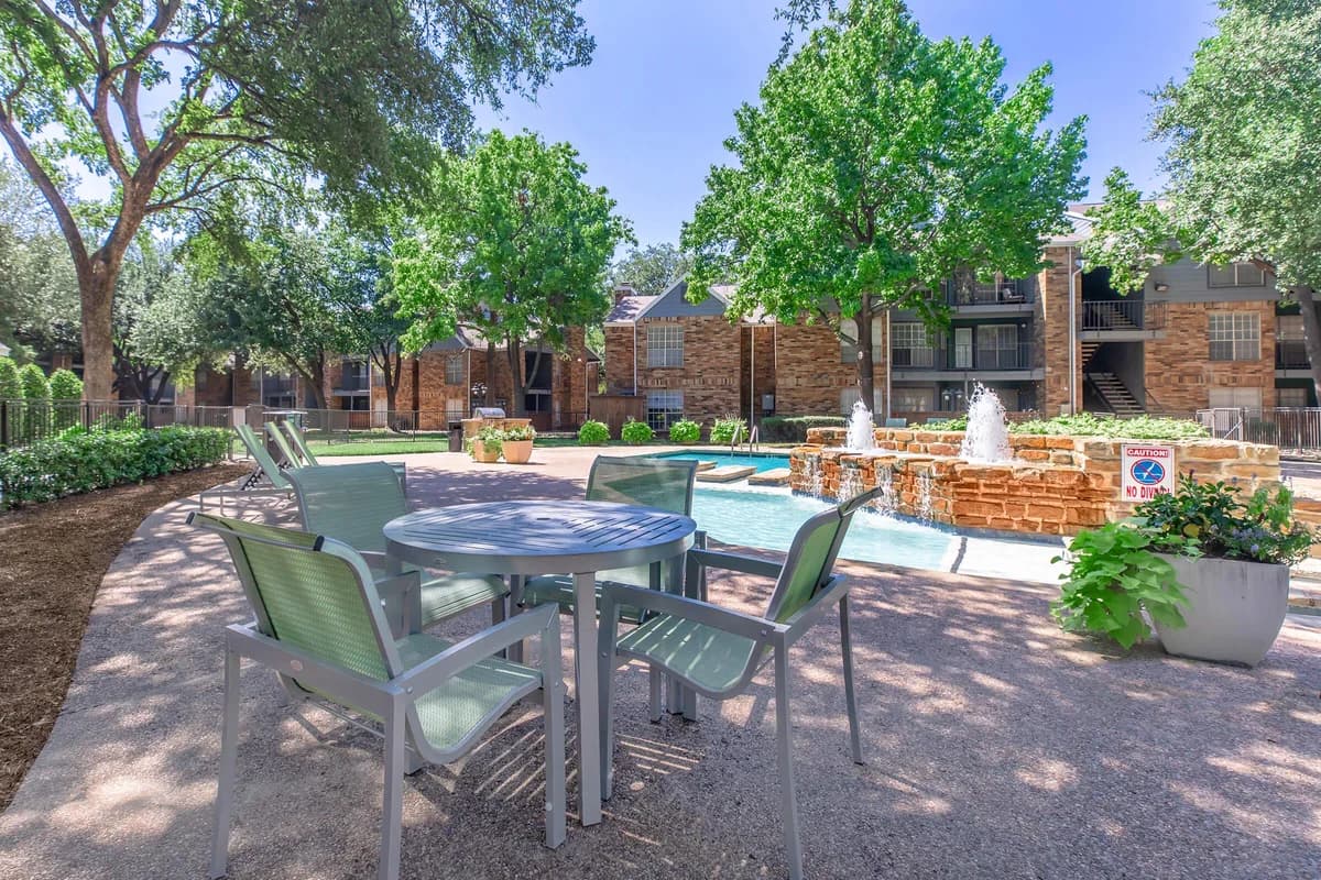 Arlington apartments for rent - image - Harmony Apartments - Sitting at Fountain Area.jpg