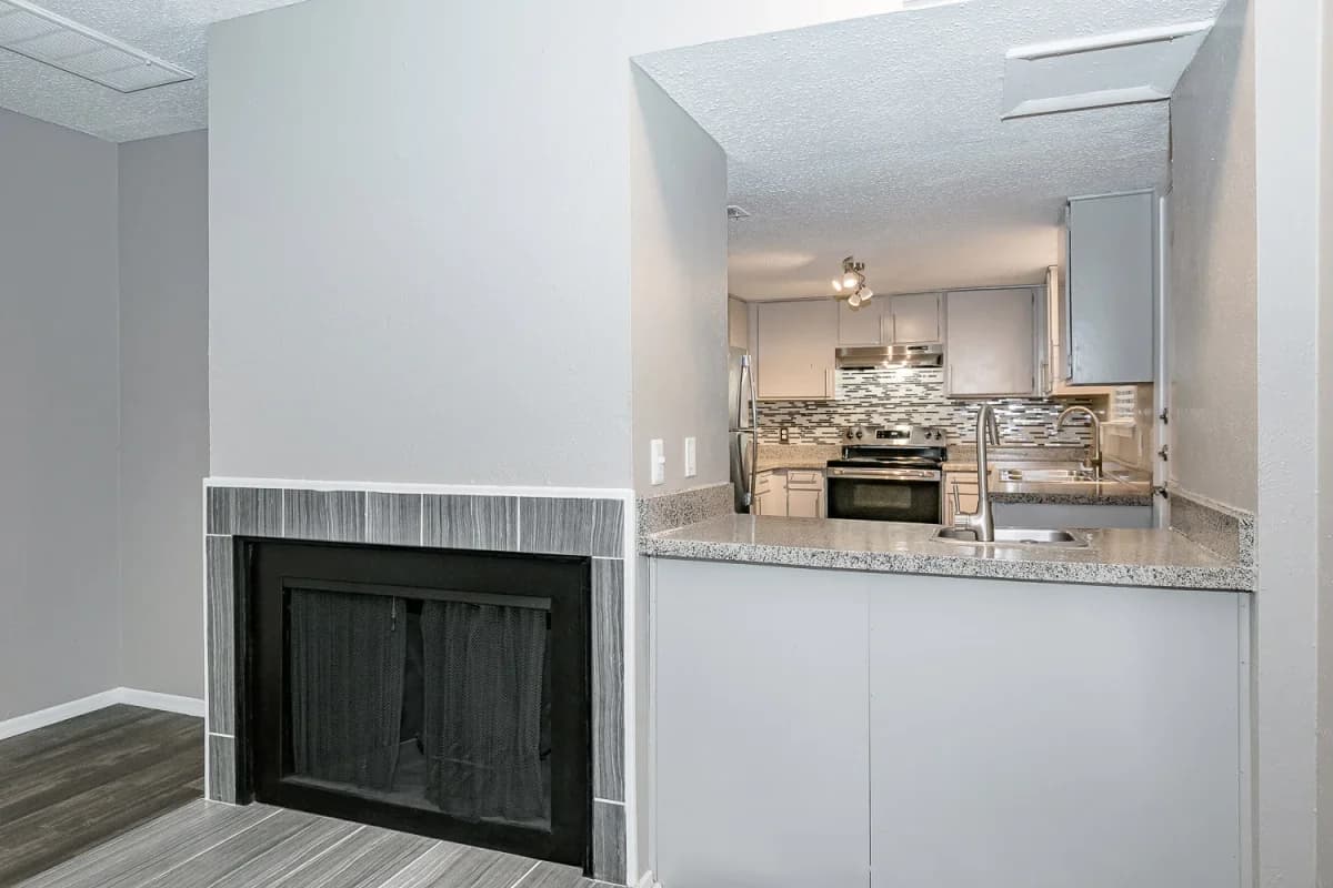 Arlington apartments for rent - image - Belmont Place (A3) - Living room & Kitchen.webp